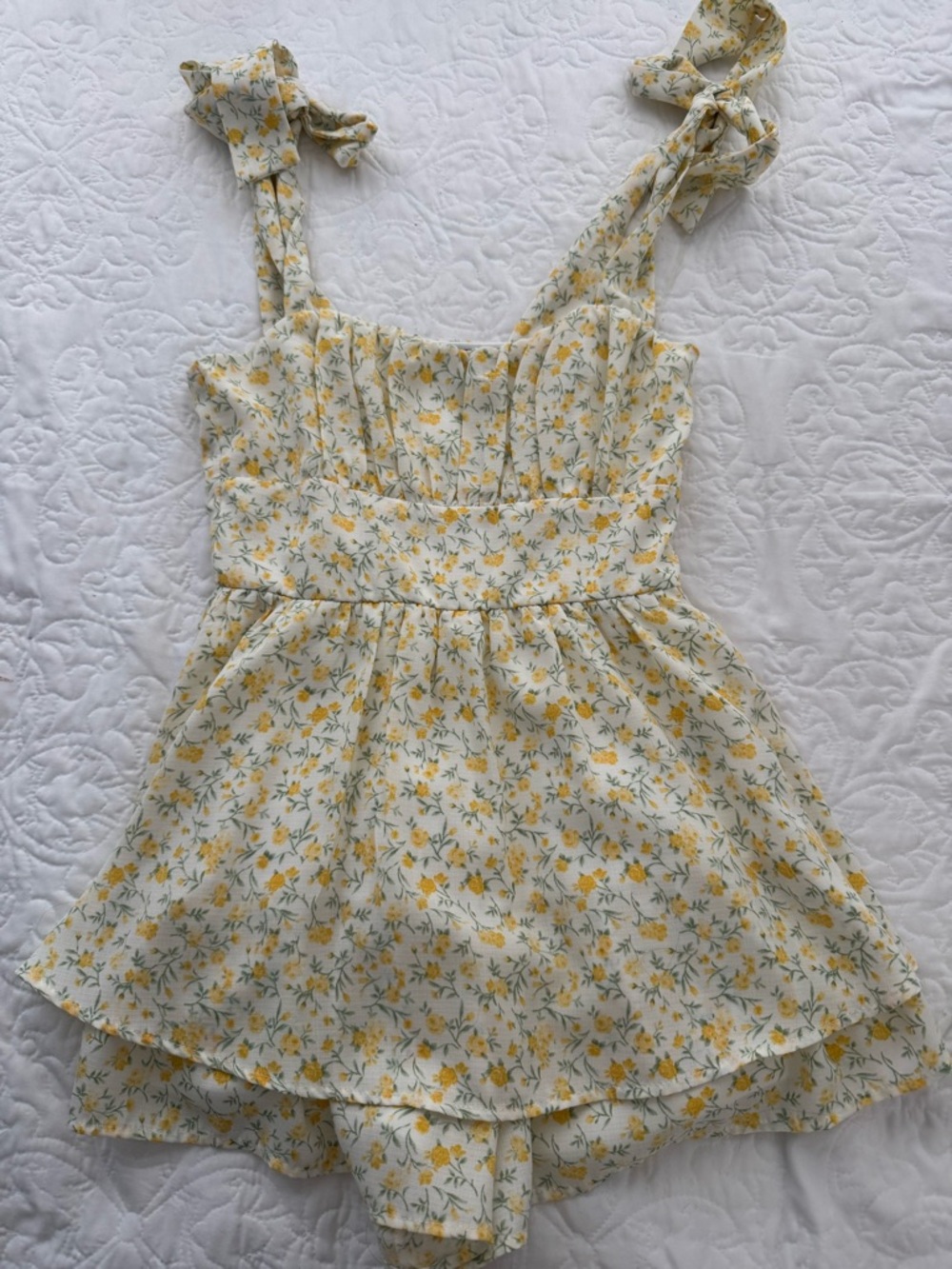 Trixxi Yellow Floral Tie-Strap Sundress